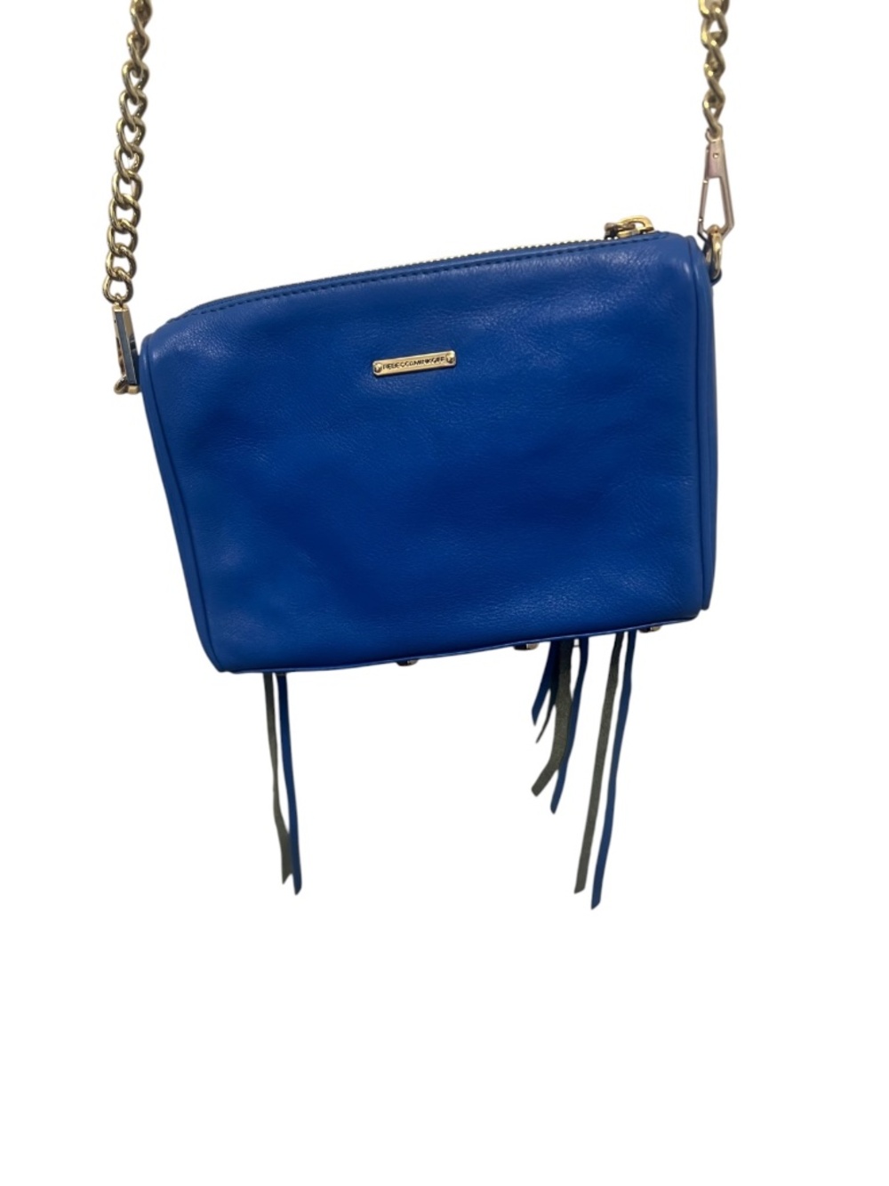 Rebecca Minkoff Mini 5-Zip Rocker Leather Crossbody Bag Electric Blue - Picture 4 of 13